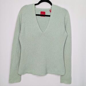 Isda & Co 100%Cashmere V-Neck Long Sleeve Sweater Hooded Pullover Light Mint L